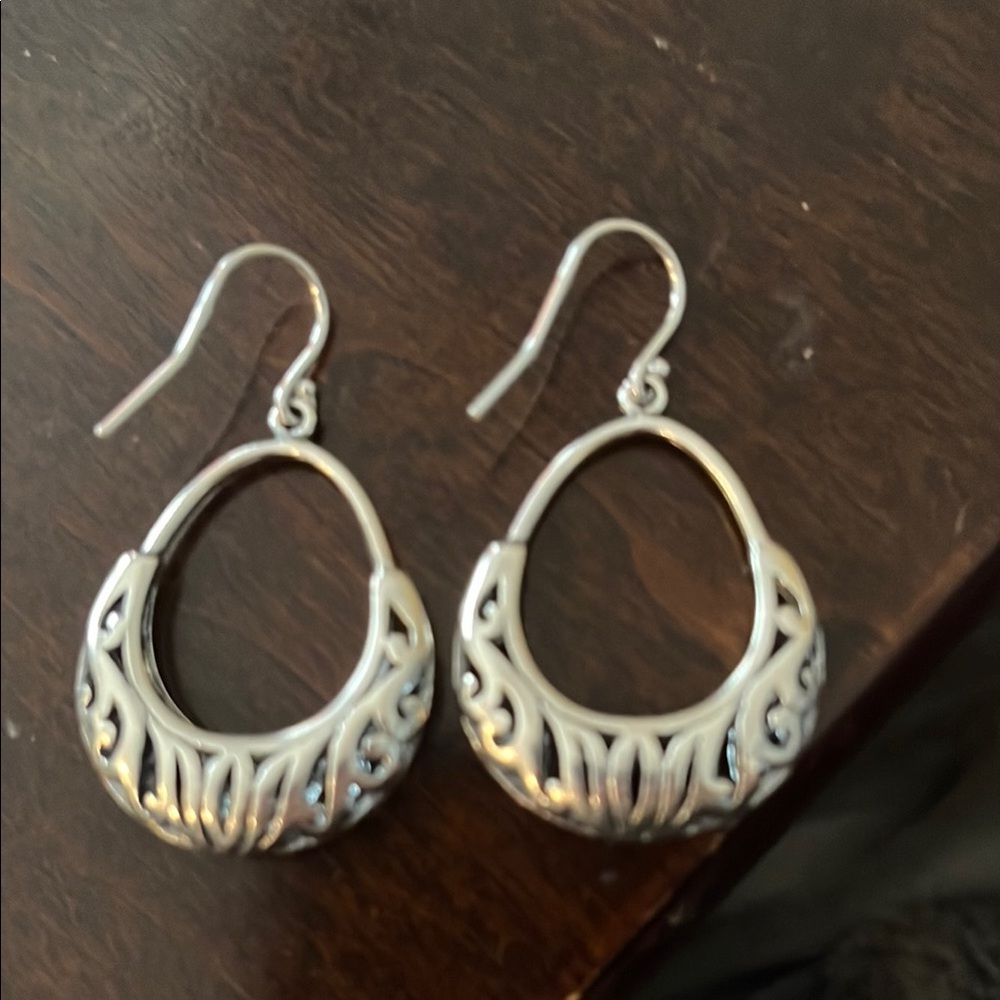 .925 Sterling Silver Filigree Earrings - Picture 2 of 5